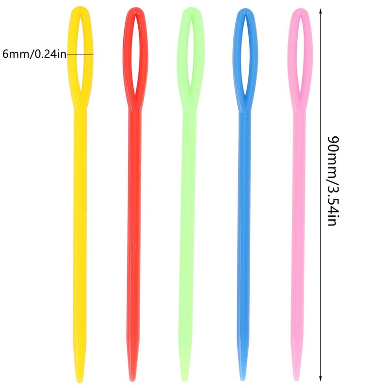 BTYMS 300 Piece Plastic Sewing Needle Set - Big Eye Safety Yarn & Crafting Needles - 3.54" Long - Ideal for Kids' Crochet, Darning & Handmade Projects - Random Color - Image 2